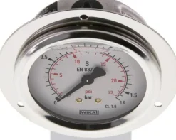 Glycerin-Einbaumanometer,Frontring, 63mm, 0 - 1,6 bar