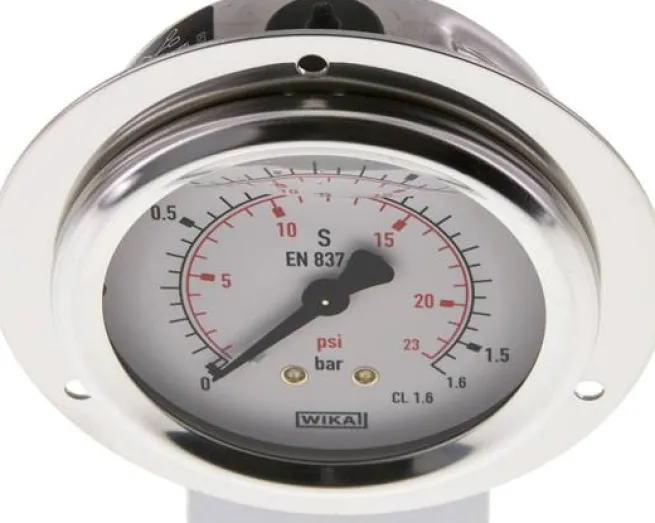 Glycerin-Einbaumanometer,Frontring, 63mm, 0 - 1,6 bar