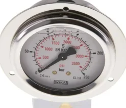 Glycerin-Einbaumanometer,Frontring, 63mm, 0 - 250 bar