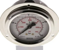 Glycerin-Einbaumanometer,Frontring, 63mm, 0 - 400 bar