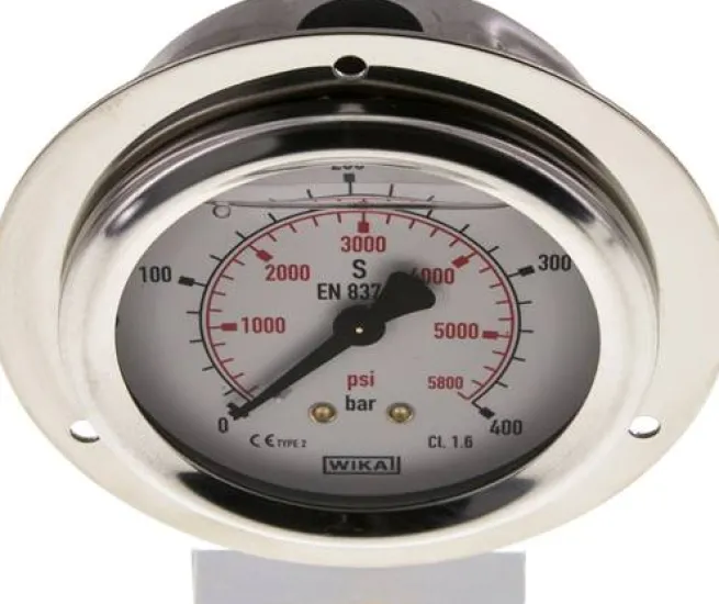 Glycerin-Einbaumanometer,Frontring, 63mm, 0 - 400 bar