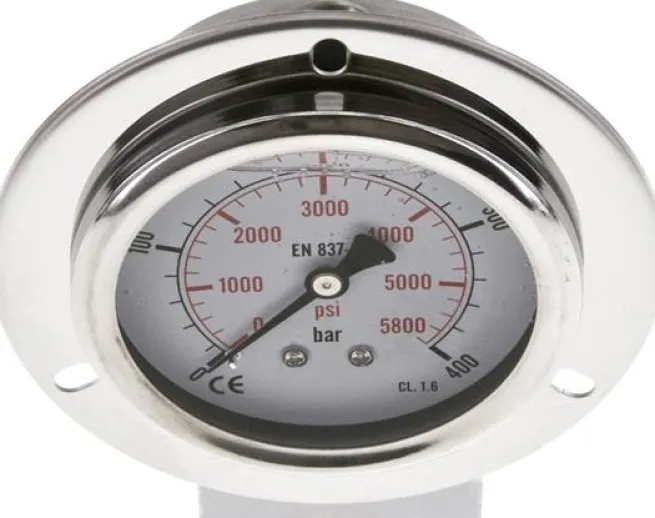 Glycerin-Einbaumanometer,Frontring, 63mm, 0 - 400 bar -Eco-Line