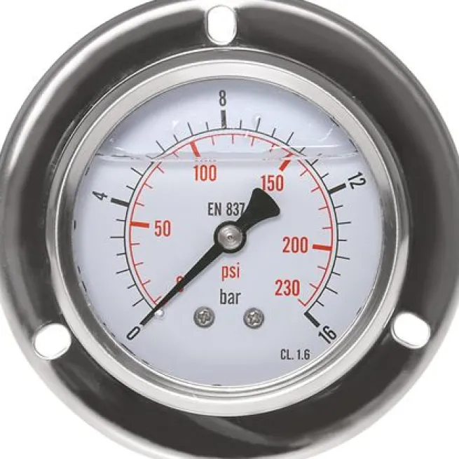 Glycerin-Einbaumanometer,Frontring, 63mm, 0 - 400 bar -Eco-Line