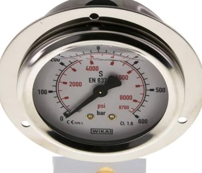 Glycerin-Einbaumanometer,Frontring, 63mm, 0 - 600 bar