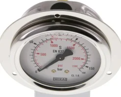 Glycerin-Einbaumanometer,Frontring, 63mm, 0 - 160 bar