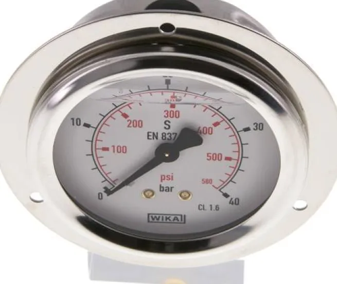 Glycerin-Einbaumanometer,Frontring, 63mm, 0 - 40 bar