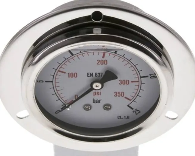 Glycerin-Einbaumanometer,Frontring, 63mm, 0 - 25 bar -Eco-Line
