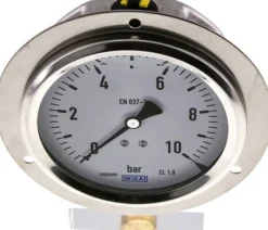 Glycerin-Einbaumanometer,Frontring, 100mm, 0 - 10 bar
