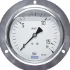 Glycerin-Einbaumanometer,Frontring, 100mm, 0 - 6 bar