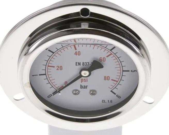 Glycerin-Einbaumanometer,Frontring, 63mm, 0 - 6 bar -Eco-Line