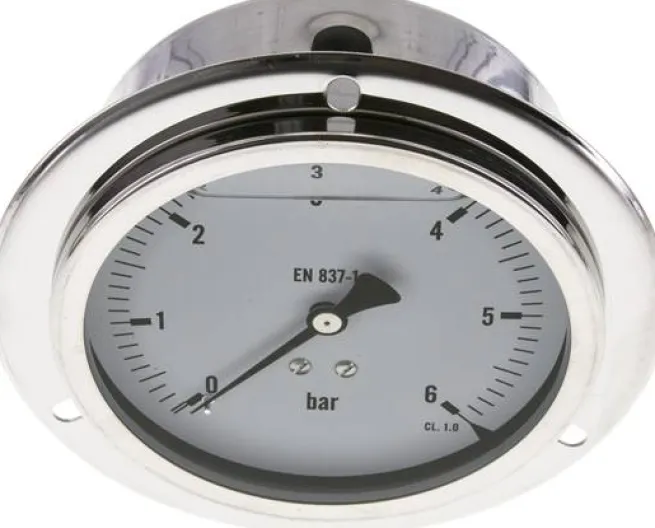 Glycerin-Einbaumanometer,Frontring, 100mm, 0 - 6 bar -Eco-Line