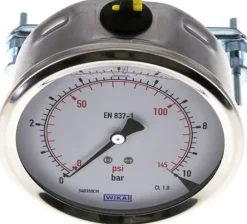 Glycerin-Einbaumanometer, 3kt-Frontring, 100mm, 0 - 10 bar