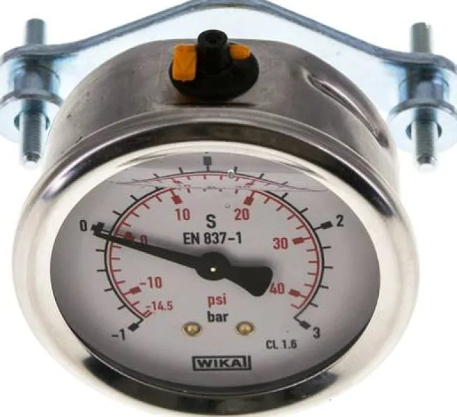 Glycerin-Einbaumanometer, 3kt-Frontring, 63mm, -1 bis 3 bar