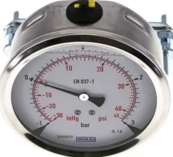 Glycerin-Einbaumanometer, 3kt-Frontring, 100mm, -1 bis 3 bar