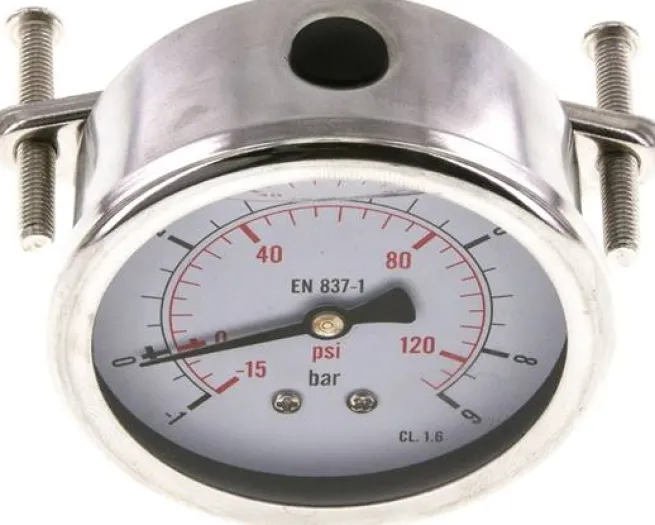 Glycerin-Einbaumanometer, 3kt-Frontring, 63mm, -1 bis 9 bar -Eco-Line