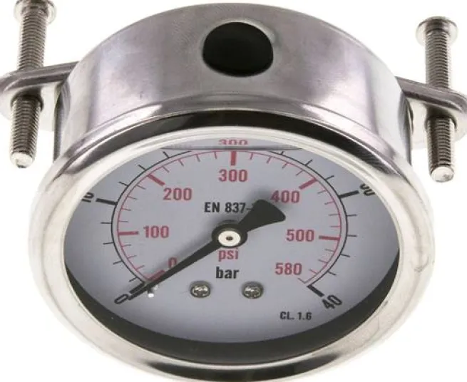 Glycerin-Einbaumanometer, 3kt-Frontring, 63mm, 0 - 40 bar -Eco-Line