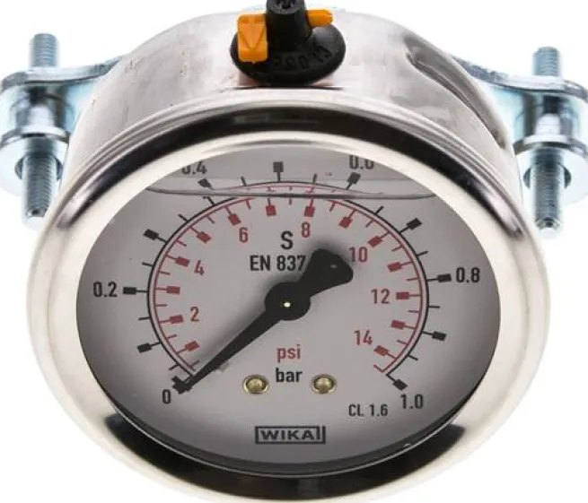Glycerin-Einbaumanometer, 3kt-Frontring, 63mm, 0 - 1 bar