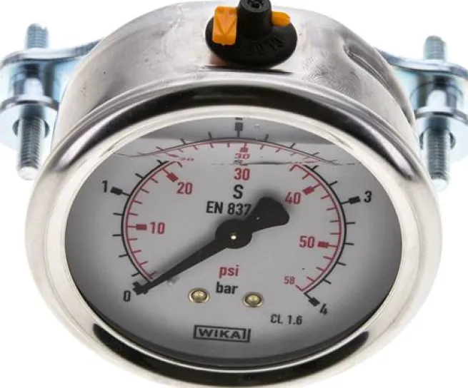 Glycerin-Einbaumanometer, 3kt-Frontring, 63mm, 0 - 4 bar, NPT