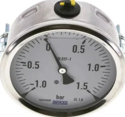 Glycerin-Einbaumanometer, 3kt-Frontring, 100mm, -1 bis 1,5 bar