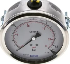 Glycerin-Einbaumanometer, 3kt-Frontring, 100mm, 0 - 1,6 bar