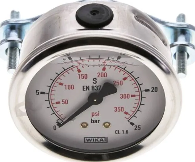 Glycerin-Einbaumanometer, 3kt-Frontring, 63mm, 0 - 25 bar