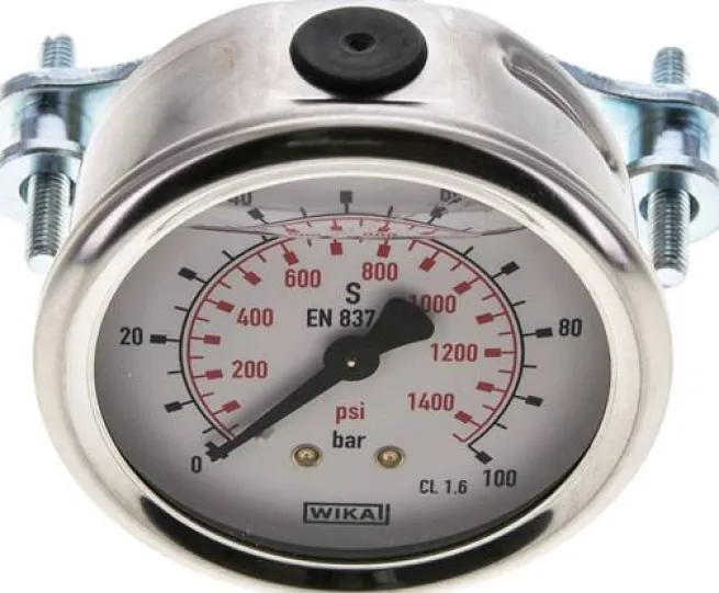 Glycerin-Einbaumanometer, 3kt-Frontring, 63mm, 0 - 100 bar