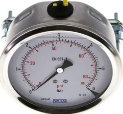 Glycerin-Einbaumanometer, 3kt-Frontring, 100mm, 0 - 6 bar