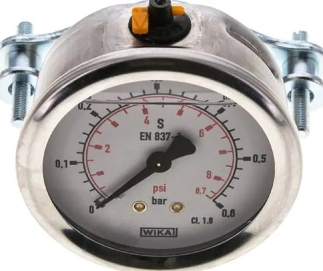 Glycerin-Einbaumanometer, 3kt-Frontring, 63mm, 0 - 0,6 bar