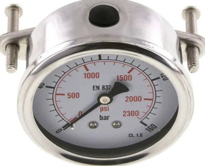 Glycerin-Einbaumanometer, 3kt-Frontring, 63mm, 0 - 160 bar -Eco-Line