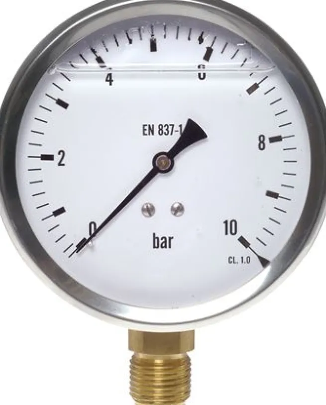 Glycerin-Manometer senkrecht (CrNi/Ms),100mm, 0 - 600 bar -Eco-Line