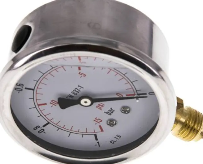 Glycerin-Manometer senkrecht (CrNi/Ms), 63mm, -1 bis 0 bar -Eco-Line
