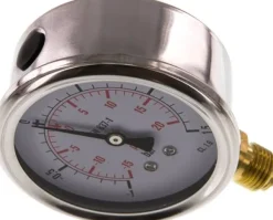 Glycerin-Manometer senkrecht (CrNi/Ms), 63mm, -1 bis 1,5 bar -Eco-Line