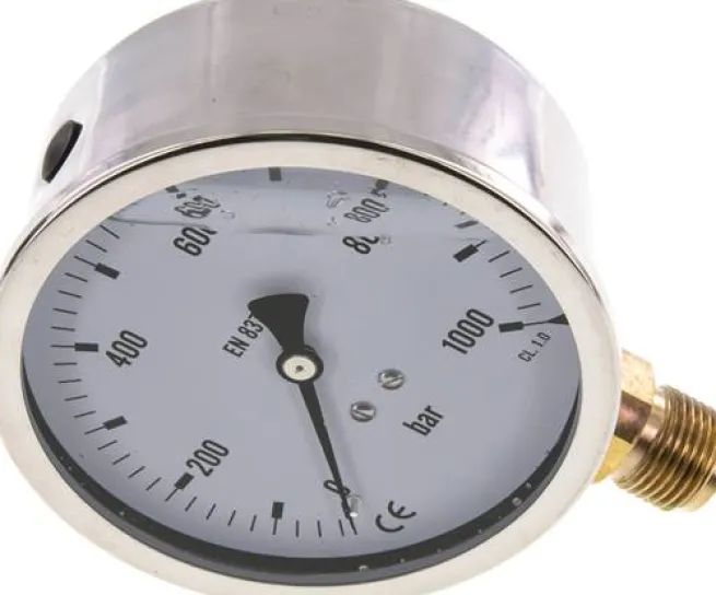 Glycerin-Manometer senkrecht (CrNi/Ms),100mm, 0 - 1000 bar -Eco-Line