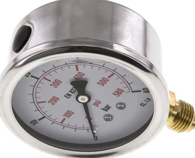 Glycerin-Manometer senkrecht (CrNi/Ms), 63mm, 0 - 40 bar -Eco-Line