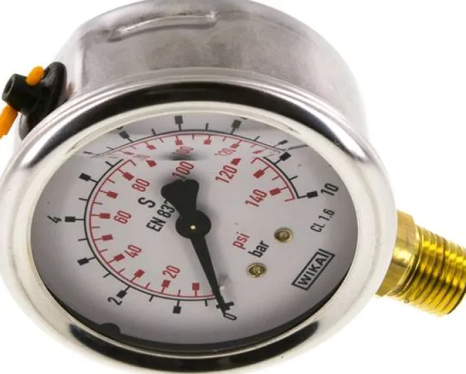 Glycerin-Manometer senkrecht (CrNi/Ms), 63mm, 0 - 10 bar, NPT