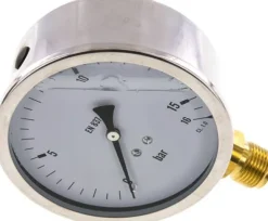 Glycerin-Manometer senkrecht (CrNi/Ms),100mm, 0 - 16 bar -Eco-Line