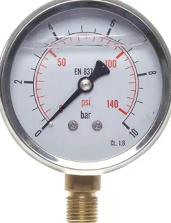 Glycerin-Manometer senkrecht (CrNi/Ms), 63mm, 0 - 100 bar -Eco-Line