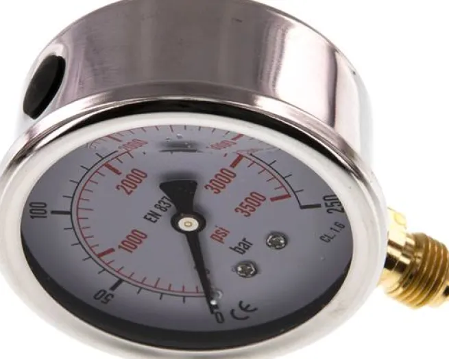 Glycerin-Manometer senkrecht (CrNi/Ms), 63mm, 0 - 250 bar -Eco-Line