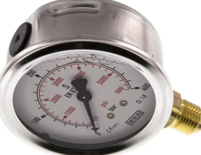 Glycerin-Manometer senkrecht (CrNi/Ms), 63mm, 0 - 400 bar