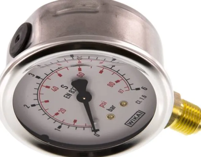 Glycerin-Manometer senkrecht (CrNi/Ms), 63mm, 0 - 6 bar