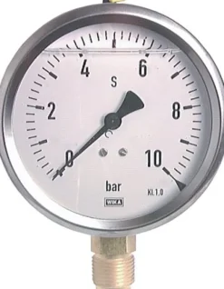 Glycerin-Manometer senkrecht (CrNi/Ms),100mm, 0 - 250 bar