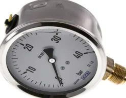 Glycerin-Manometer senkrecht (CrNi/Ms),100mm, 0 - 40 bar