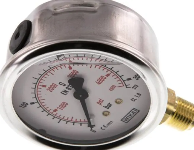 Glycerin-Manometer senkrecht (CrNi/Ms), 63mm, 0 - 315 bar