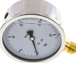 Glycerin-Manometer senkrecht (CrNi/Ms),100mm, 0 - 25 bar -Eco-Line