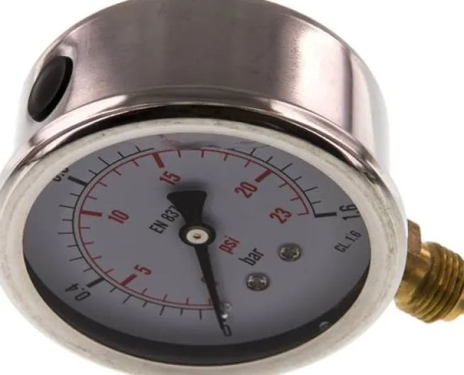 Glycerin-Manometer senkrecht (CrNi/Ms), 63mm, 0 - 1,6 bar -Eco-Line
