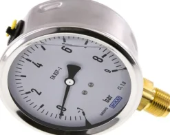 Glycerin-Manometer senkrecht (CrNi/Ms),100mm, -1 bis 9 bar