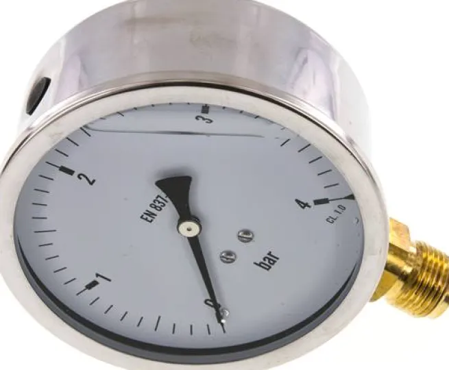 Glycerin-Manometer senkrecht (CrNi/Ms),100mm, 0 - 4 bar -Eco-Line