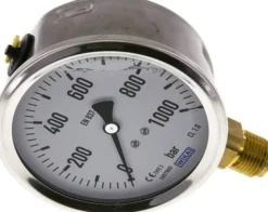 Glycerin-Manometer senkrecht (CrNi/Ms),100mm, 0 - 1000 bar