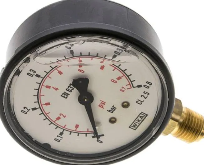Glycerin-Manometer senkrecht (KU/Ms), 63mm, 0 - 0,6 bar