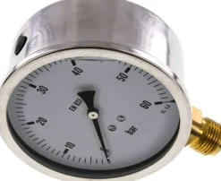 Glycerin-Manometer senkrecht (CrNi/Ms),100mm, 0 - 60 bar -Eco-Line